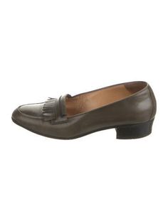 Celine Leather LoafersGreySemi-Pointed ToesDesigner Fit: This style typically runs a half size large.Unfortunately, due to restrictions, this item may not be eligible for shipping in all areas. Leather Loafers, Flat Shoes Women, Shoes Flats, Loafers, Women Shoes, Leather