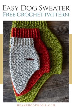 two crocheted stockings with the words easy dog sweater free crochet pattern