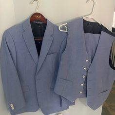 Light Blue 3 Piece Suit By Tommy Hilfiger. Jacket And Vest 38r And Pants Size 34x32. Great Condition. Worn Once For A Wedding. Smoke Free Home. Offers Welcome. Tommy Hilfiger Fitted Formal Blazer, Tommy Hilfiger Fitted Suits For Formal Occasions, Classic Tommy Hilfiger Suit For Formal Occasions, Tommy Hilfiger Fitted Formal Suit, Tommy Hilfiger Classic Formal Suits, Classic Tommy Hilfiger Formal Suits, Tommy Hilfiger Tailored Suits For Formal Occasions, Fitted Tommy Hilfiger Suits For Business, Tommy Hilfiger Tailored Formal Suits