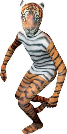 a person with a tiger costume on