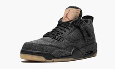 Following on the enormous success of the original Levi's x Air Jordan 4 in blue denim, the two brands reunited to release the same shoe in black denim. The Levi's x Air Jordan 4 "Black" is constructed with the iconic American material covering the upper and midsole, while a gum rubber outsole sits beneath. Levis Shoes, Nike X Travis Scott, Jordan 4 Black, Nike Air Jordan 4, Low Air Jordan 1, Limited Edition Shoes, Russell Westbrook, Black Levis, Jordan 2