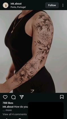 a woman's arm with flowers on it and the words ink about you below