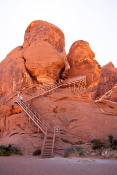 stairs leading up to the top of a rock formation