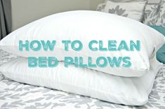 two pillows with the words how to clean bed pillows on them