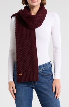 A chunky knit construction furthers the cozy charm of this soft scarf that'll complete your cold-weather look. 60% recycled polyester, 40% recycled acrylic Hand wash, dry flat Imported Cable Knit Scarf, Soft Scarf, Knit Scarf, Cole Haan, Chunky Knit, Cable Knit, Cold Weather, Nordstrom Rack, Scarf Accessory