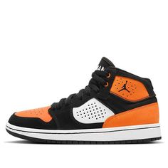 (GS) Air Jordan Access 'Black Orange' AV7941-008 (SNKR/Retro/Mid Top/Basketball) Mid Top, Black Orange, Orange Black, Air Jordan, Air Jordans, Jordan, Basketball, Orange, Sneakers