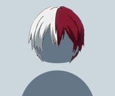 an anime character's head with red and white hair