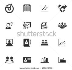 black and white business icons with people in the background, including an image of a man