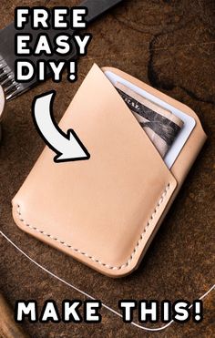 a wallet with an arrow sticking out of it and the text free easy diy make this