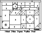 an area with several squares and numbers on it