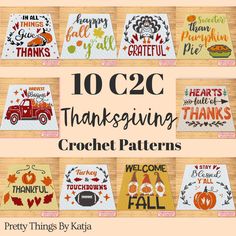 the 10 thanksgiving crochet patterns are on display