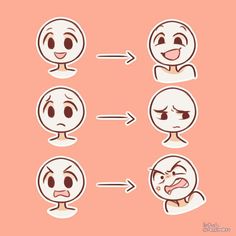 an emo sticker with different expressions on it, including the face and eyes