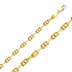 14K Gold 5.0 mm Anchor chain measuring 22 inches in length; features lobster clasp. Made in Italy.