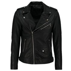 Black Motorcycle Leather jacket - Modern Black Biker Jacket For Fall, Black Leather Punk Outerwear, Modern Black Biker Jacket With Zipper Closure, Black Leather Motorcycle Jacket With Zipper Closure, Black Leather Jacket With Zipper For Motorcycling, Black Leather Jacket With Zipper Closure For Motorcycling, Modern Black Leather Biker Jacket, Black Leather Outerwear For Urban Adventures, Black Leather Motorcycling Outerwear