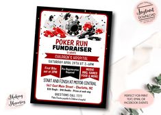 a flyer for a poker run fundraiser event