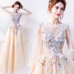 Evening Dress Prom Dress Wedding Afterparty Special Etsy Toast Clothing, Mini Gown, Evening Gowns With Sleeves, Embroidery Wedding, Neck Embroidery, Ball Gowns Evening, Gown Prom, Ball Gowns Prom, Applique Dress