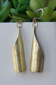 Gold Long Drop Artisan Earrings, Artisan Gold Long Drop Earrings, Hammered Brass Drop Earrings, Bronze Hammered Teardrop Earrings, Hammered Bronze Teardrop Earrings, Artisan Hammered Drop Earrings, Artisan Hammered Metal Earrings, Bronze Brass Long Drop Earrings, Bronze Hammered Earrings For Gift