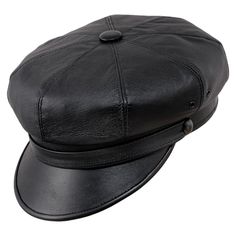 A vintage, Harley style, motorcycle hat made of 100% high quality natural leather. Genuine leather and small ventilation eyelets on the sides make this headgear a very breathable one. Inside the 8 panels crown there is a viscose lining and a leather sweatband. On the sides of the crown there are dark, oxidized finish buttons. This model is inspired by retro motorcycle headgears, Harley style caps. A good choice not only for driving a cruiser motorbike, but also for everyday use. This cap is avai Adjustable Cap For Biker Events, Black Leather Hat With High Crown, Black Biker Cap, Black Motorcycle Cap, Black Leather Vintage Hat, Adjustable Black Motorcycle Hat, Retro Motorcycle, Cap Hats, Umbrellas Parasols