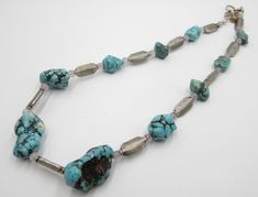 "Vintage sterling silver and turquoise amethyst chunky beads necklace, In good vintage condition. Necklace 16\" long. Smallest beads 13 mm x 8 mm, Largest 27 mm x 16 mm. Weighs 50.6 gram. Thanks." Vintage Silver Turquoise Necklace With Natural Stones, Silver Turquoise Necklace With Round Gemstone Beads, Chunky Bead Necklaces, Chunky Beads, Beads Necklace, Silver Turquoise, Turquoise Sterling Silver, Vintage Sterling Silver, Turquoise Bracelet