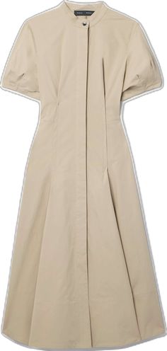 Workwear Collared Midi Dress With Pleated Waist, Collared Midi Dress With Pleated Waist For Work, Classic Pleated Beige Midi Dress, Classic Beige Pleated Midi Dress, Classic Midi Length Pleated Summer Dress, Pleated Midi Shirt Dress For Spring, Spring Pleated Midi Shirt Dress, Classic Summer Midi Length Pleated Dress, Short Sleeve Pleated Dress For Work