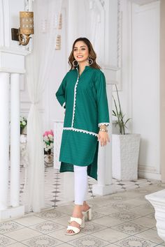 ➤ Fabric = Shirt - Fine Cotton Lawn Chikankari ➤ Color = Shirt - Forest Green ➤ Length = Medium Size Shirt Length 40 inches (High-Low Design). ➤ ➤ Experience the Comfort and Style of IshDeena Indian Chikankari Kurtis Our IshDeena Indian Chikankari Kurtis are the perfect solution for women looking for comfortable and stylish traditional wear. Made from 100% pure cotton lawn, these Kurtis ensure the highest quality and durability. The soft and breathable material provides a comfortable experience, making it suitable for any season and perfect for festival, casual, office, and travel occasions. Designed with Elegance and Authenticity The Kurtis feature beautiful Chikankari embroidery, adding a touch of elegance and authenticity to your wardrobe. The design is versatile and can be worn for bot Tops For Jeans, Kurtis For Women, Chikankari Embroidery, Pakistani Style, Long Kurta, Jeans Leggings, Traditional Wear, Casual Office, Jean Top