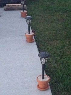 Patio Remodel, Diy Outdoor Lighting, Terracotta Flower Pots, Outside Projects, Solar Lighting, Pot Crafts, Terracotta Planter, Back Yard Ideas, Outside Living