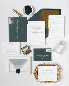 One design, endless possibilities ✨ The Laurel suite from my semi-custom collection is proof that timeless elegance can take on so many beautiful forms.⁠ ⁠ In the first look, we went bold with gold foil accents, gold edge painting, and deep green envelopes lined with shimmering gold foil for a dramatic, luxe feel. 🌿 In the second, we embraced understated elegance with all gold letterpress, soft white envelopes, and a delicate laurel leaf belly band for a subtle, romantic vibe. 💌⁠ ⁠ Whether yo...