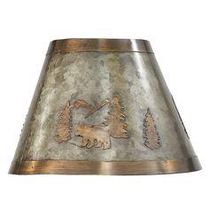 a lamp shade that has a bear and trees on it