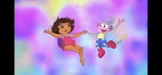 dora the explorer and her friend dora jumping in the air