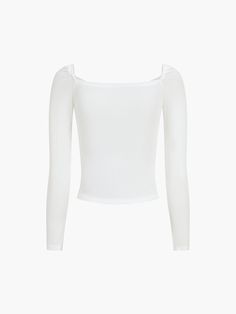 White Stretch Chic Long Sleeve Top, Chic White Stretch Long Sleeve Top, White Fitted Long Sleeve Top For Summer, Fitted White Long Sleeve Top For Summer, Fitted Solid Sheer Tops, Sheer Solid Stretch Tops, Fitted Sheer Solid Tops, Fitted Sheer Solid Color Tops, Casual White Sheer Top