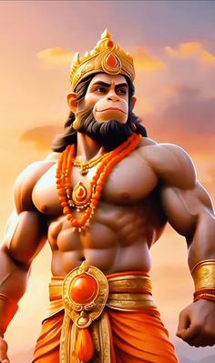 an image of a monkey dressed up as god in the sky with his hands on his hips