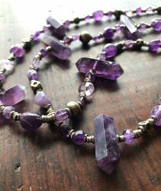 One of a kind Amethyst necklace. | Etsy Nigerian Beads, Banded Agate, Agate Necklace, Amethyst Necklace, Beaded Necklaces, Beads Necklace, Glass Necklace, Metal Beads, Chain Styles