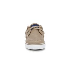 Infant Boy's Nautica Lace-Up Boat Shoes. Dress up in cute preppy style with the Nautica Spinnaker Toddler! These cute little boat shoes feature canvas uppers, moc stitched toe, and classic 360° lacing system for secure fit. He'll be ready to show off his sea legs in the Nautica Spinnaker Toddler! Vulcanized construction with textured toe bumper and sidewall trim,360° boat shoe lacing system for secure fit, Moc stitched toe, Canvas upper, Cushioned footbed, Canvas lining, Flexible rubber traction Canvas Boat Shoes With Rubber Sole, Casual Low-top Boat Shoes For Boating, Shoe Lacing, Boat Shoe, Shoes Dress, Preppy Style, Boat Shoes, Shoe Laces, Dress Up