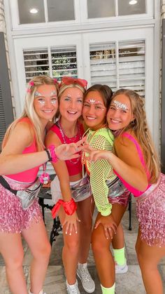 Color Explosion Football Theme Outfit, Sorority Theme Outfits, Rave Theme Outfits College, Rave Spirit Day, Rave Outfits For Football Game, Neon Frat Party Outfit, 80s Theme School Dance Outfit, Rave Night Outfit, Neon College Party Outfit