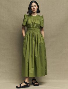 Olive Green Natalia Midi Dress Midaxi Dress, Dress Shapes, Petite Dresses, Kimonos, Guest Dresses, Maternity Dresses, Women's Dresses, Fit And Flare, John Lewis