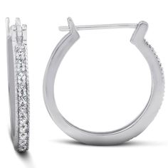 This popular matching pair of hoops features 22 round brilliant cut natural diamonds. All diamonds are pave / prong set in 14k white gold. Each earring is secured by notched posts that clip into the other side of the hoop. .25ct total diamond weight. Diamond Color Grade, Gold G, Grey Diamond, Diamond Settings, Broken Chain, Matching Band, Princess Cut Diamonds, Screw Back Earrings, Vintage Diamond