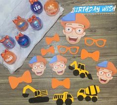 the birthday wish is made out of construction vehicles and paper cutouts for kids to make