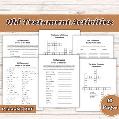 the old testament activities for kids to practice crosswords and word search with their answers