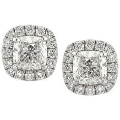 Mark Broumand 1.30 Carat Cushion Cut Diamond Halo Earrings Luxury Cushion Cut Diamond White Earrings, Cushion Cut Halo, Mark Broumand, Halo Diamond Earrings, Halo Earrings, Cushion Cut Diamonds, Expensive Jewelry, Cushion Cut, Diamond Earrings Studs