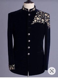 Wedding Sherwani For Diwali Party, Fitted Blazer For Festive Occasions And Festivals, Fitted Blazer For Festive Occasions, Festive Fitted Blazer For Festivals, Party Wear Nehru Jacket For Wedding And Diwali, Fitted Suits With Zari Work For Festivals, Elegant Nehru Jacket For Groom At Diwali, Semi-formal Party Wear Sherwani For Festive Occasions, Diwali Wedding Party Wear Nehru Jacket