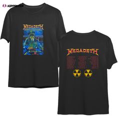 a black t - shirt with an image of the band megadish on it