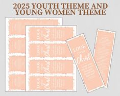 two tickets with the words, youth and young women's theme