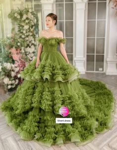 Quinceanera Tulle Ball Gown With Ruffles, Green Ruffled Ball Gown For Party, Green Tulle Dresses With Ruffles, Green Ruffled Dress For Prom, Green Ruffled Tulle Dress, Green Ruffled Dress For Prom Season, Green Tulle Dress With Ruffles, Green Tulle Ball Gown For Debutante Ball, Prom Fairy Dress With Tulle Ruffles