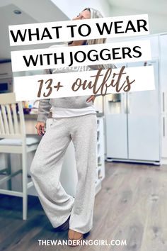 Wondering what to wear with joggers? In this post, I show you 13+ best easy outfits with joggers including jogger and sweater outfits, all black jogger outfits, outfit ideas with sweatpants, casual jogger outfits, sweatshirt with joggers outfits, white joggers outfits, and more! These jogger outfits are great to wear as casual fall outfits and winter outfits. Jogger Outfits, Easy Outfits