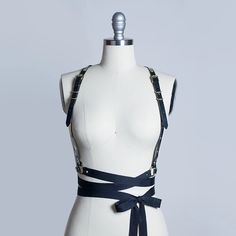 Apatico - Clara Ribbon Harness - Wraparound Bow Belt - Art Deco Gothic Ribbon Harness, Fashion Harness, Harness Fashion, Black Pvc, Bow Belt, Gothic Accessories, Ribbon Belt, Metal Fashion, Body Harness