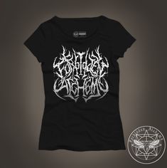 F.A Black Metal Band Merch T-shirt With Logo Print, Gothic Cotton Top With Screen Print, Gothic Cotton Tops With Screen Print, Gothic Tops With Letter Print, Gothic Printed Cotton Top, Gothic Cotton T-shirt With Graphic Print, Gothic Cotton Top With Graphic Print, Gothic Cotton Tops With Graphic Print, Dtg Printing