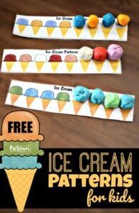 three ice cream patterns for kids to make with their own hands and fingers on the table