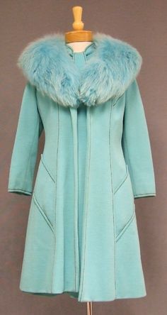 Tiffany blue coat 1960s Coat, Lilli Ann, Coat With Fur, Knitted Suit, Shades Of Turquoise, Vestidos Vintage, Aqua Turquoise, Blue Coats, 1960s Fashion