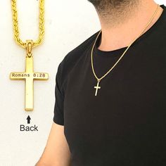 Celebrate a special occasion with our Customized Cross Necklace, perfect for Father's Day or any meaningful event. This Men's Gold Cross Necklace features a personalized engraved pendant, adding a unique and heartfelt touch. Made with high-quality materials, this elegant necklace combines style and sentiment, making it an ideal gift for loved ones. Whether it's a name, date, or special message, our custom engraving ensures your gift will be cherished forever. Features: *Material: 925 sterling si Affordable Cross Pendant Necklace For Father's Day, Silver Cross Pendant Necklace For Father's Day, Father's Day Silver Cross Pendant Necklace, Luxury Men's Crucifix Cross Necklace, Personalized Cross Necklace, Gold Cross Necklace Mens Jewelry1000.com, Engraved Cross, Personalized Cross, Engraved Pendant