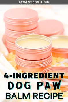 four ingredient dog paw balm recipe with text overlay